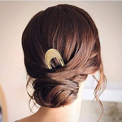 U-Shaped Hair Pins Metal Vintage Hair Sticks French Hair Pin Hairstyle Chignon for Women, 2PCS-Style 1